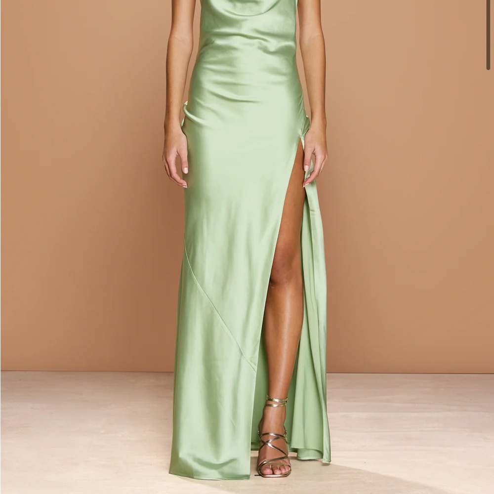 Sonya Moda Green Satin Gown